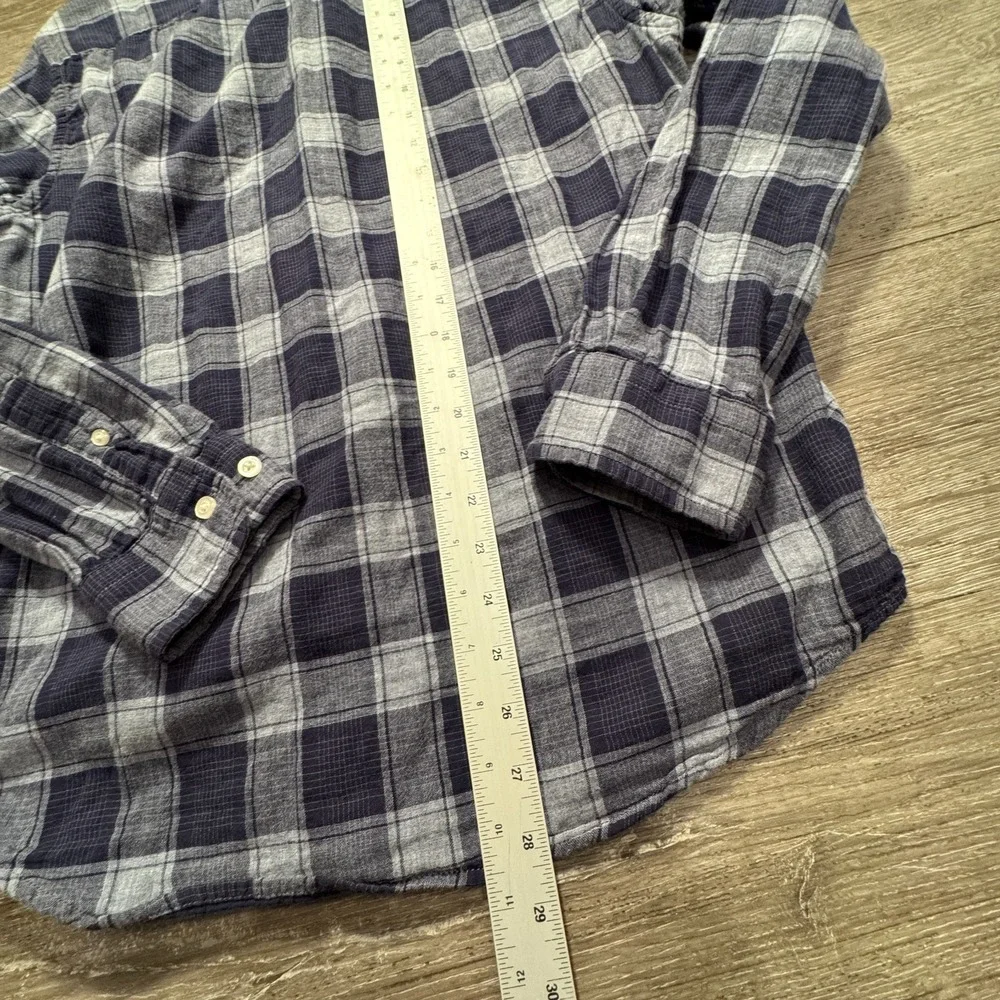 Banana Republic Shirt Mens Medium Blue Plaid Long Sleeve‎ Slim Fit 100% Cotton
